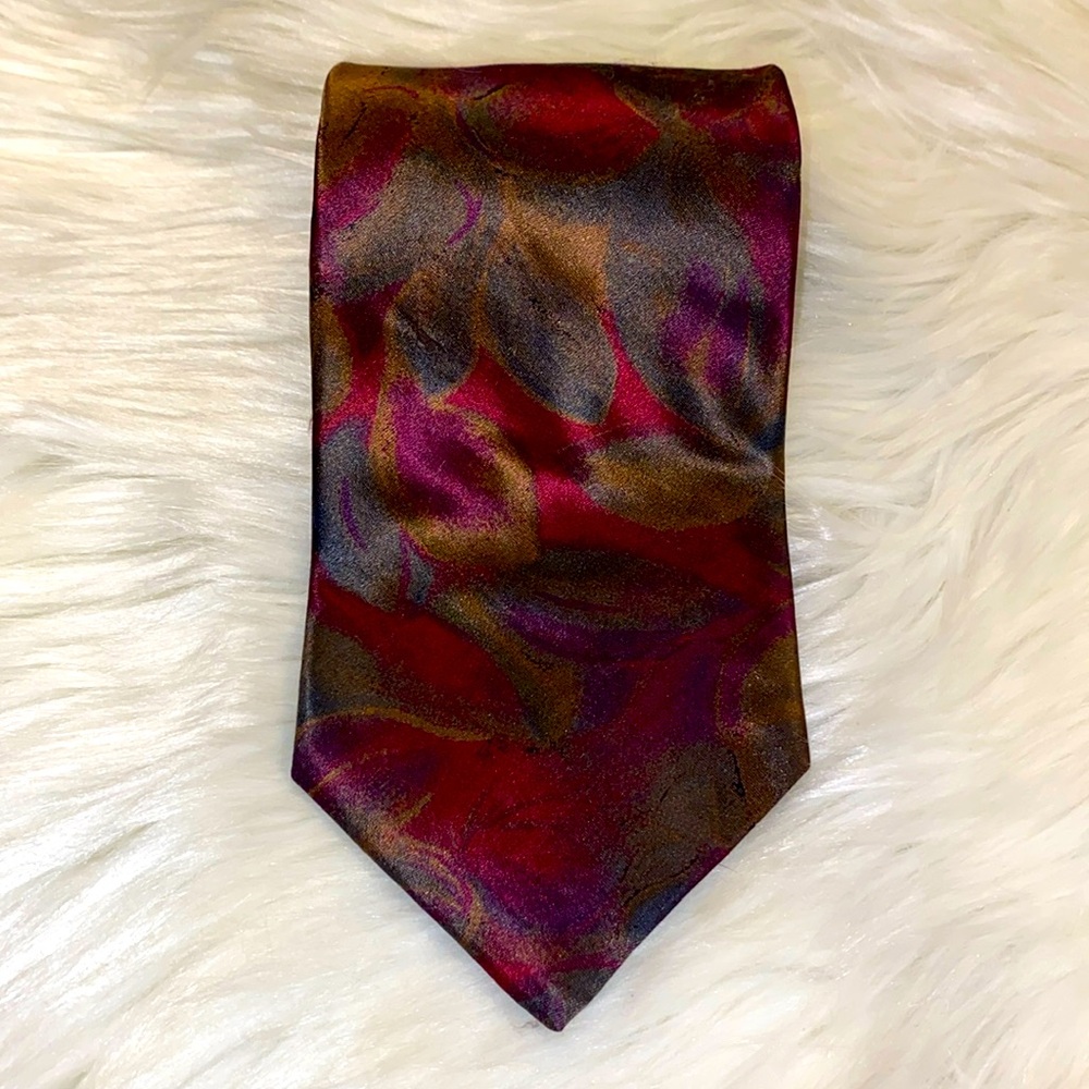 NWOT Vintage Bill Blass All Silk Men’s Abstract Floral Leaf Print Tie 54”x 4”